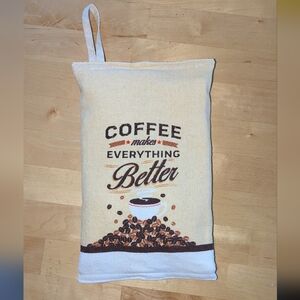 heating pad rice bag ice pack therapeutic Coffee Themed w Hanging Loop Low Tech